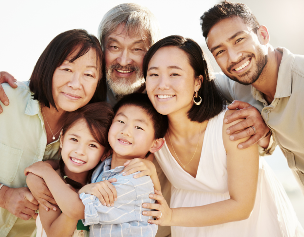 a family happy after received family dental treatments in Austin